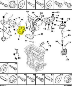 Кронштейн двигуна Оригінал Citroen Peugeot Xsara 307 1.6 1839E7 9638557080 Кронштейн двигуна Оригінал Citroen Peugeot Xsara 307 1.6 1839E7 9638557080